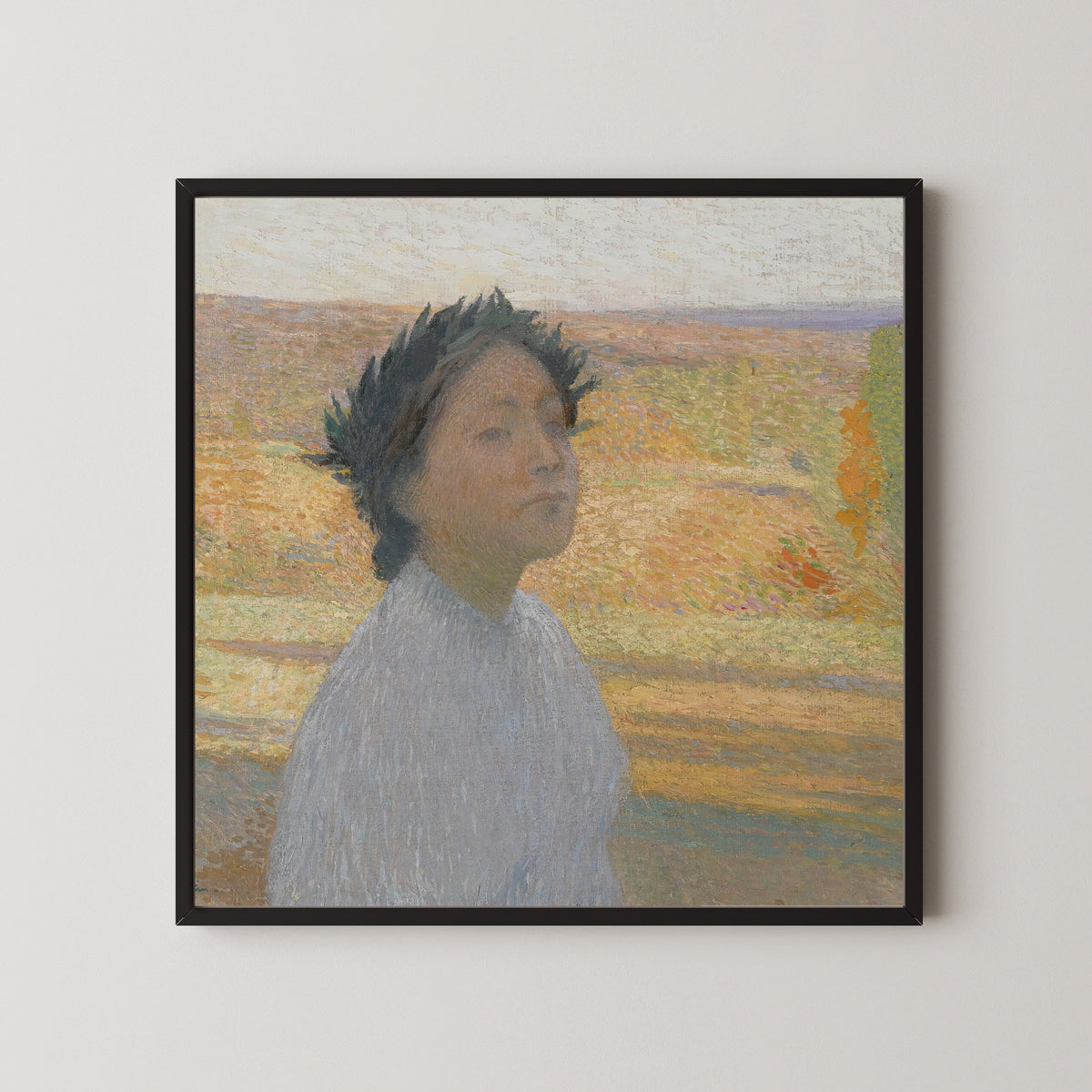Henri Martin — Buste de jeune fille avec une couronne de laurier | Pointillist Portrait Print