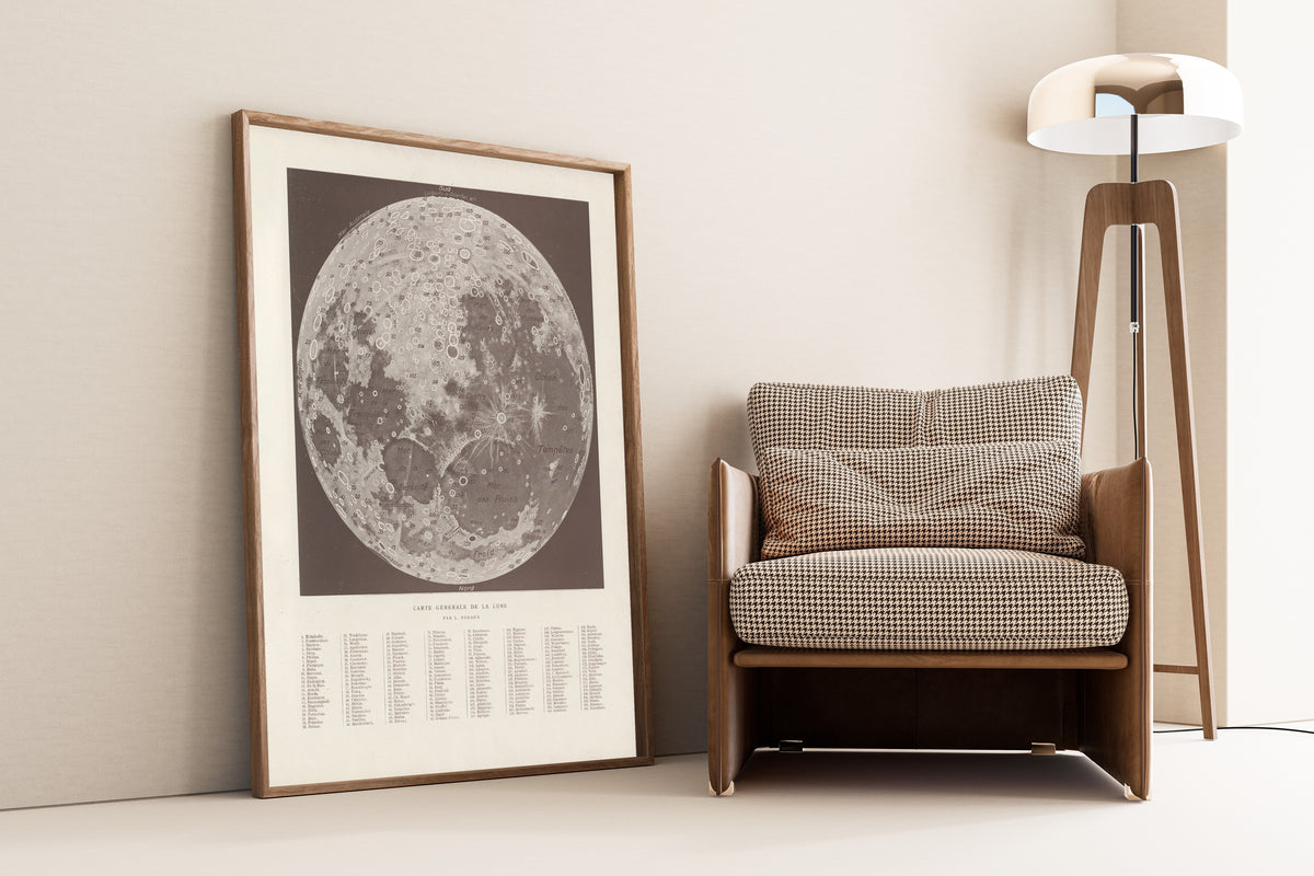 Lucien Rudaux — Carte Générale de la Lune | Vintage Lunar Map Print