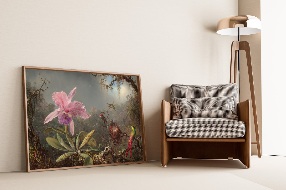 Martin Johnson Heade — Cattleya Orchid and Three Hummingbirds | Fine Art Print
