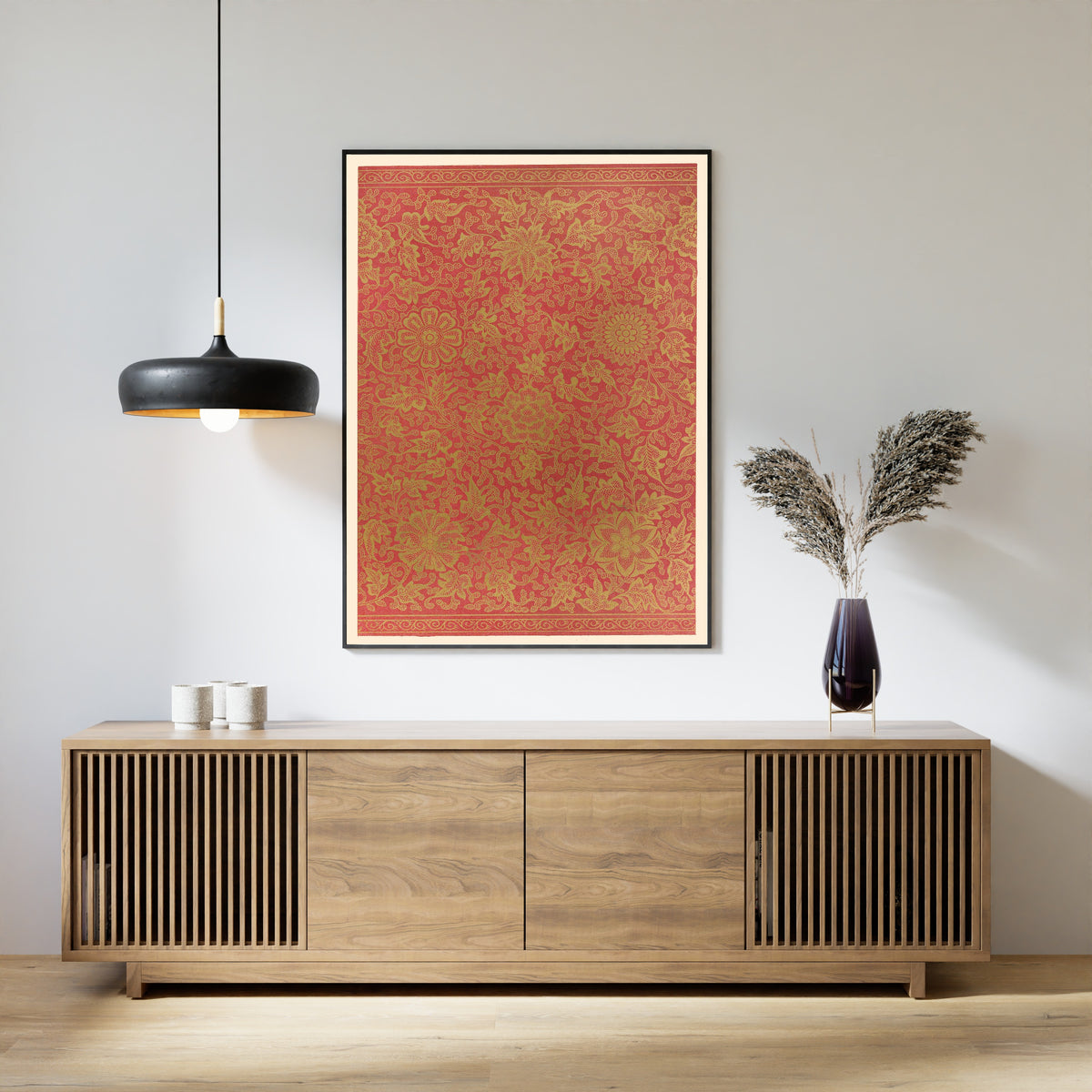 Owen Jones — Chinese Ornament: Gold Scrollwork on Crimson | Ornament Plate Print