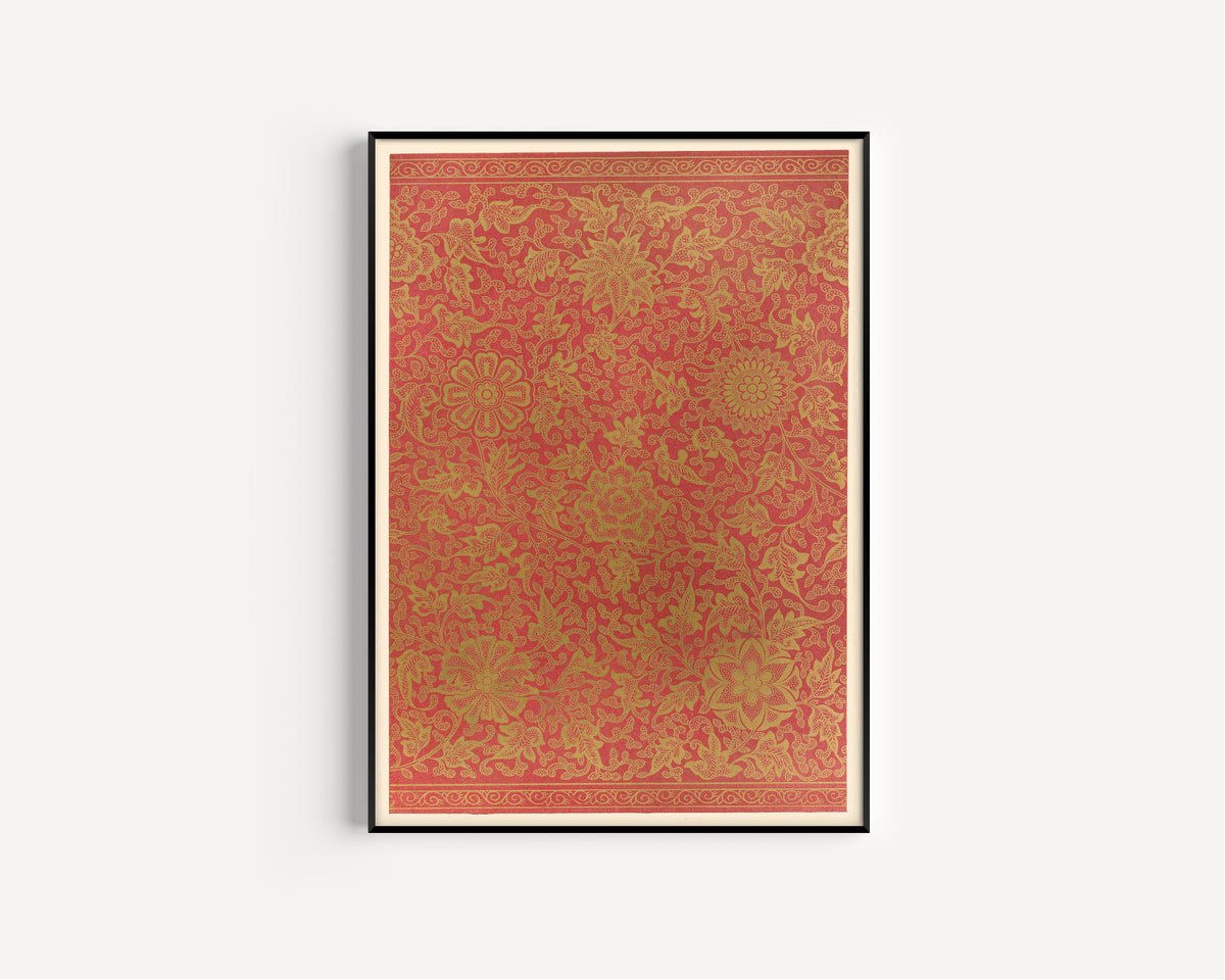 Owen Jones — Chinese Ornament: Gold Scrollwork on Crimson | Ornament Plate Print