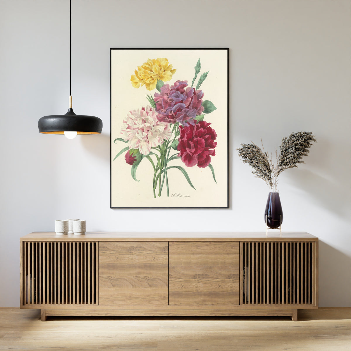 Pierre-Joseph Redouté — Choix des plus belles fleurs, Plate 1: Œillet Variété | Botanical Illustration Print