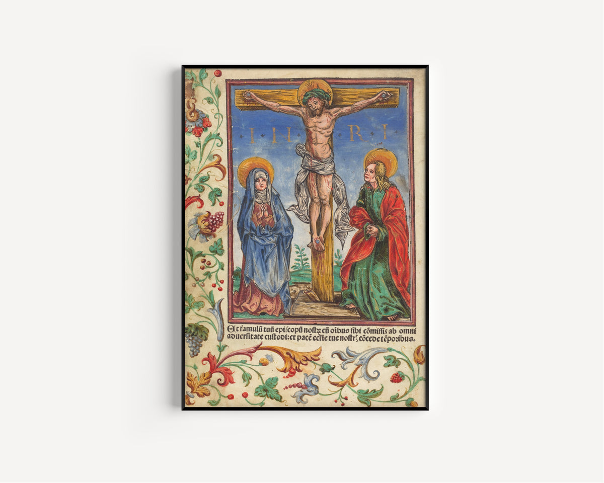 Hans Burgkmair I (attributed) — Christ on the Cross | Hand-Coloured Woodcut Print