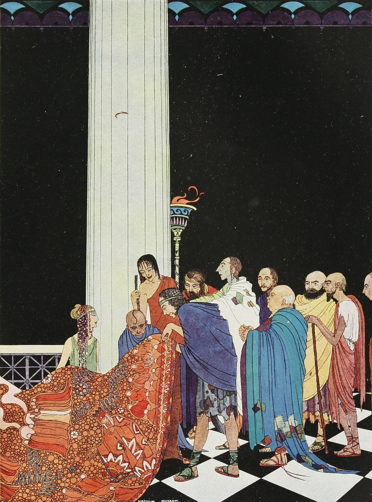 Virginia Frances Sterrett — Circe's Palace: The voyagers examined the web of cloth | Fairy Tale Illustration Print