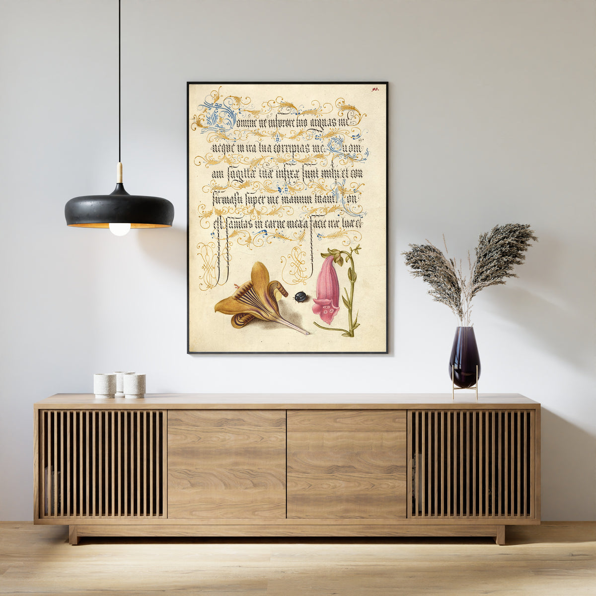 Joris Hoefnagel — Cloth-of-Gold Crocus, Beetle, and Foxglove | Botanical Calligraphy Print