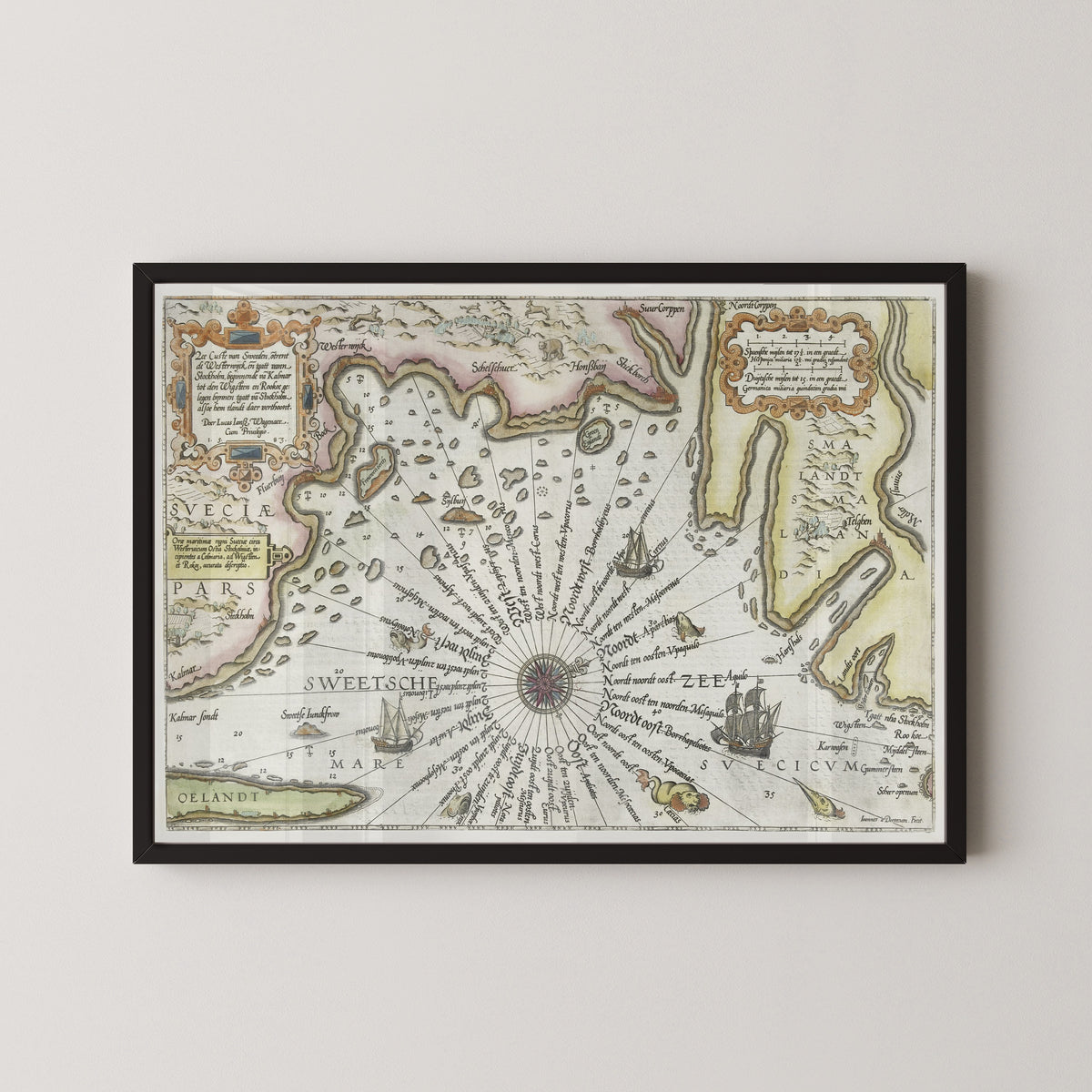 Joannes van Doetechum the Elder — Coast of Sweden between Kalmar and Stockholm | Antique Nautical Chart Print