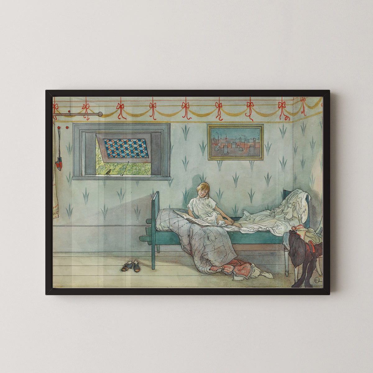 Carl Larsson — Cock-a-doodle-do, It's Seven O'Clock | Swedish Watercolour Print