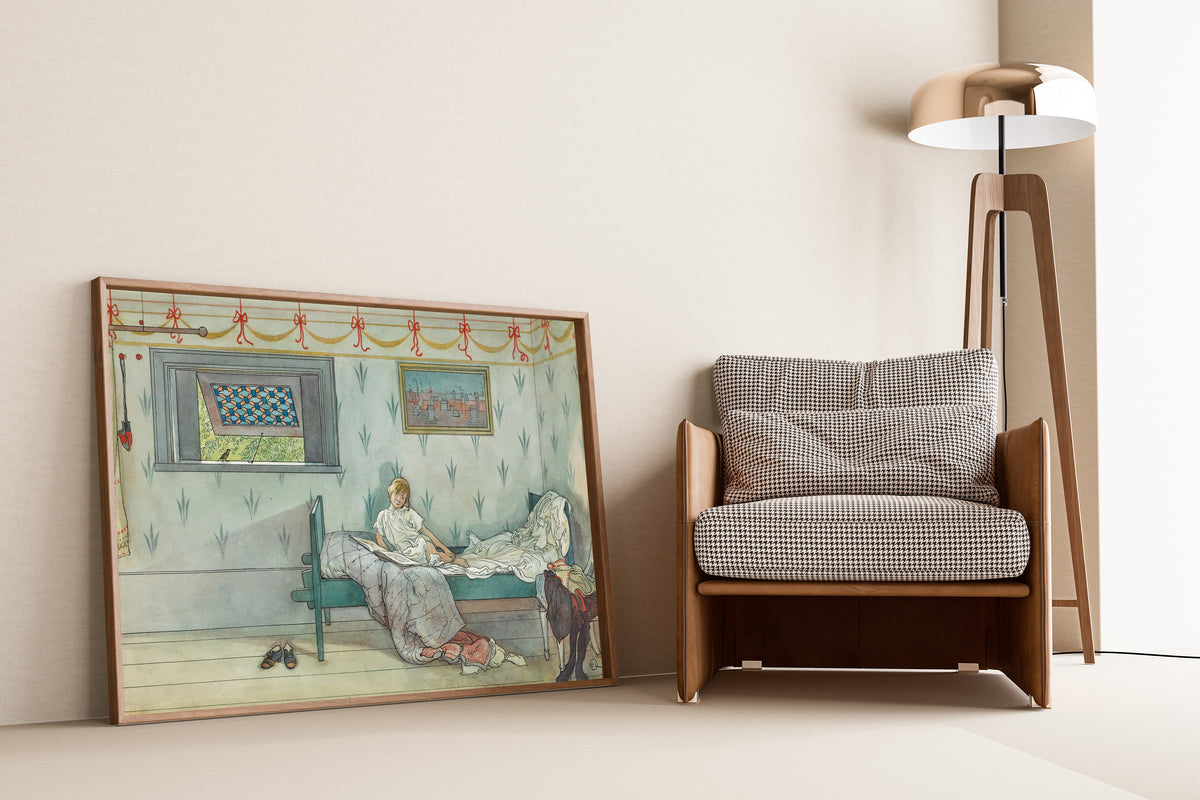 Carl Larsson — Cock-a-doodle-do, It's Seven O'Clock | Swedish Watercolour Print