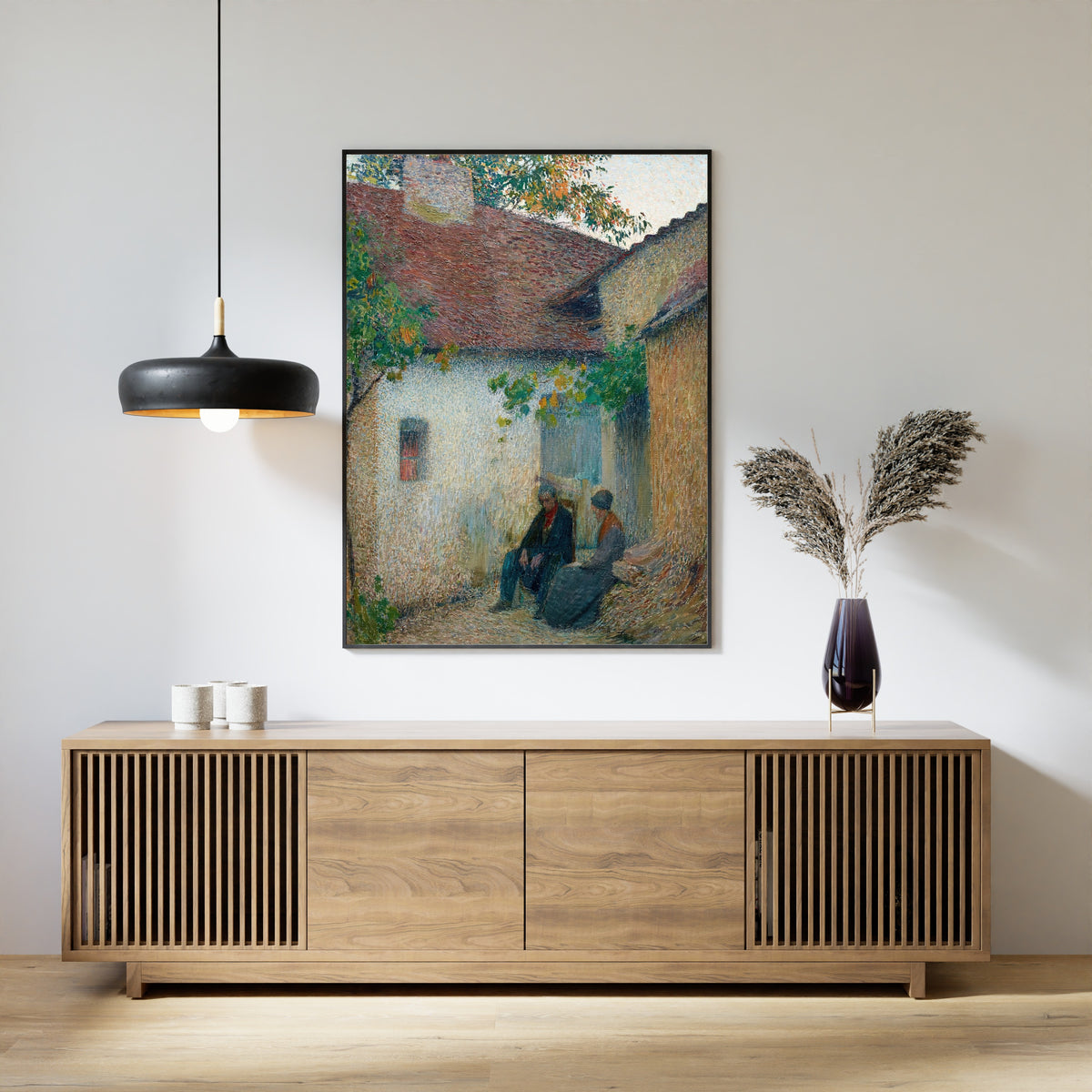 Henri Martin — Couple en conversation devant la ferme | Pointillist Portrait Print