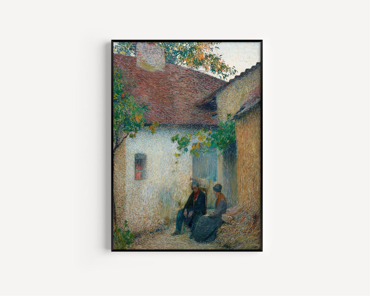 Henri Martin — Couple en conversation devant la ferme | Pointillist Portrait Print