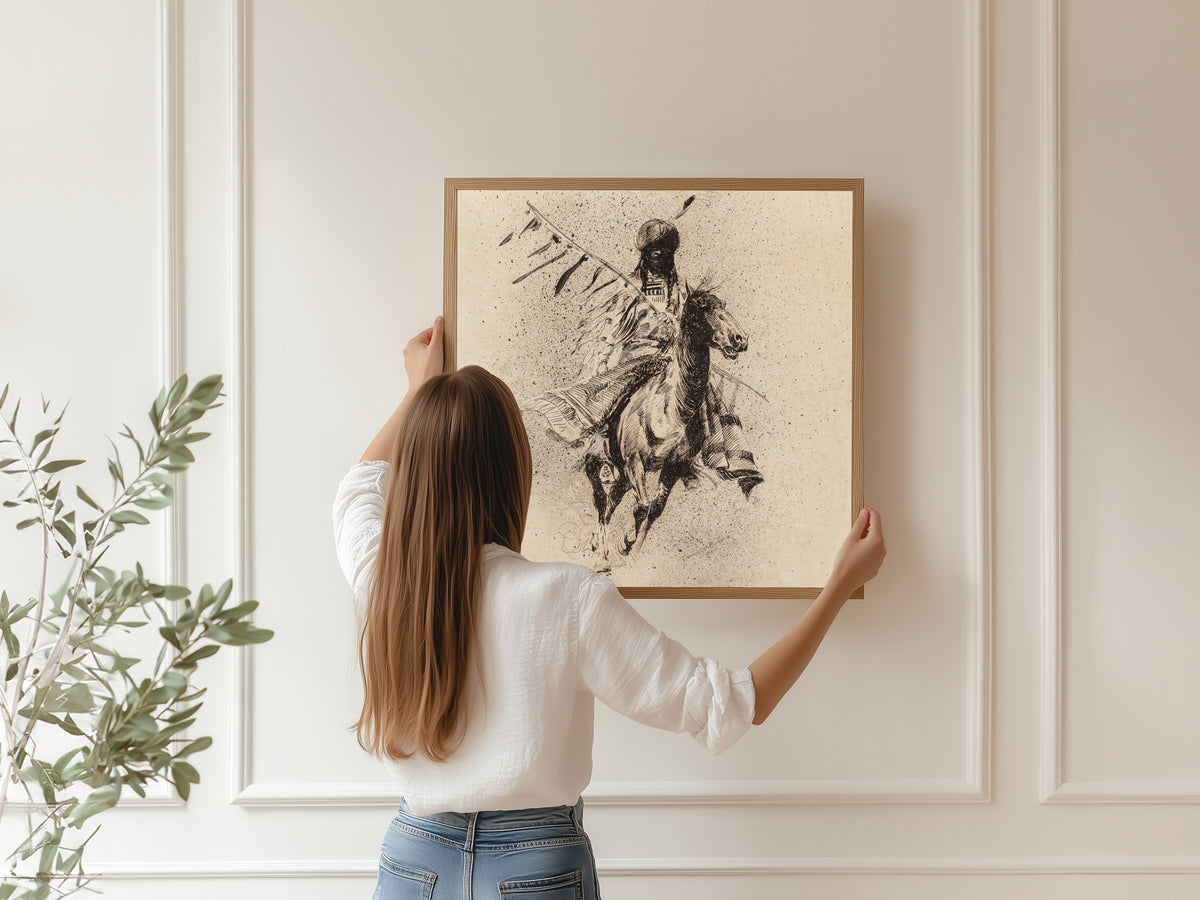 Edward Borein — Crow Indian Rider with Lance and Blanket | Western Art Print