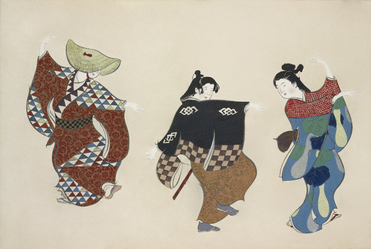 Kamisaka Sekka — Dancers, from Momoyogusa | Japanese Woodblock Print