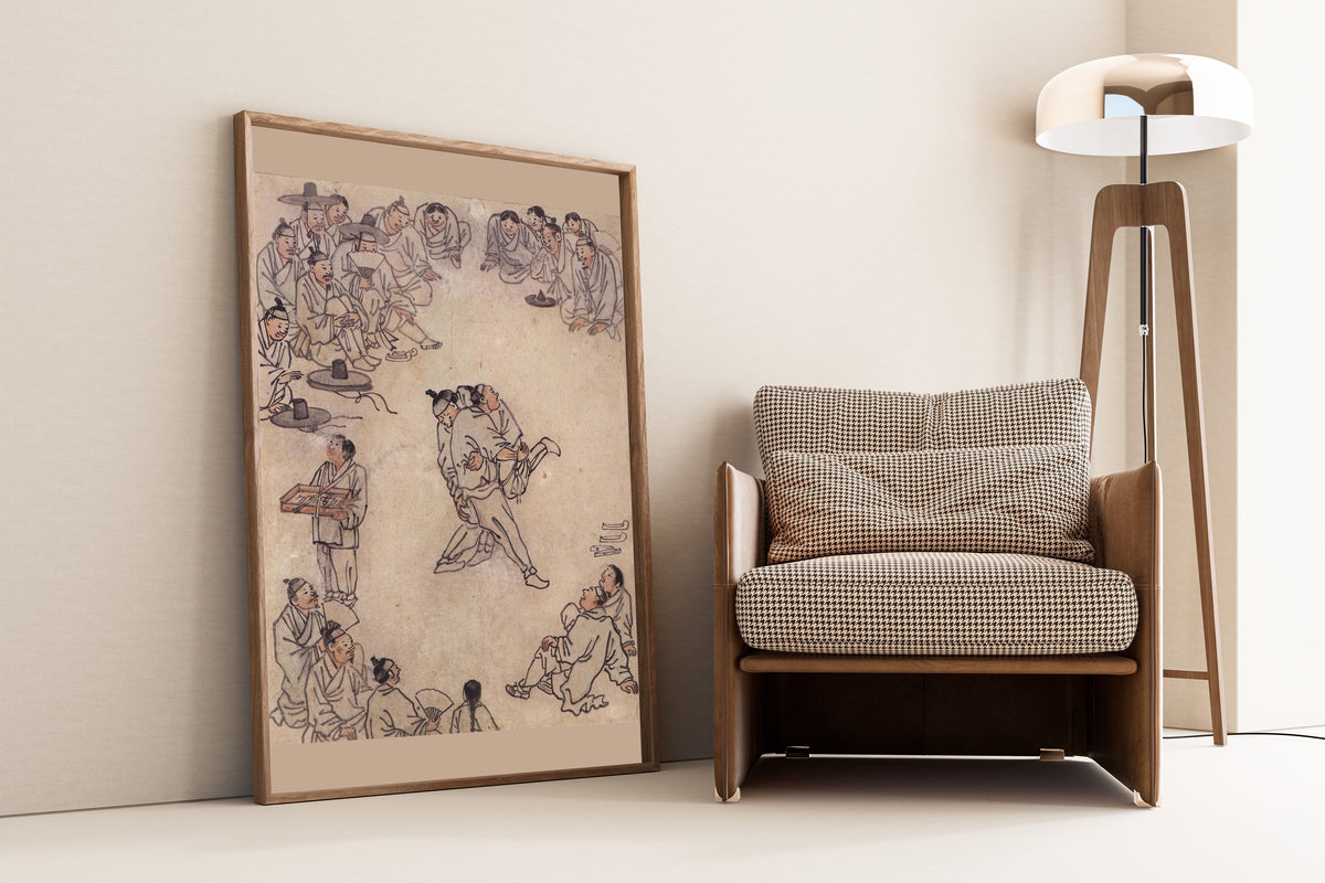 Kim Hong-do (Danwon) — Danwon Genre Painting Album: Wrestling | Korean Painting Art Print