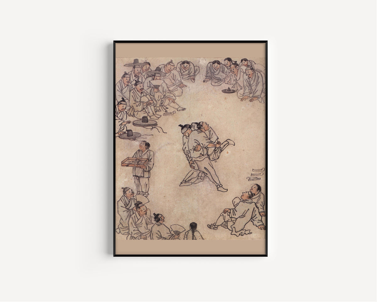 Kim Hong-do (Danwon) — Danwon Genre Painting Album: Wrestling | Korean Painting Art Print