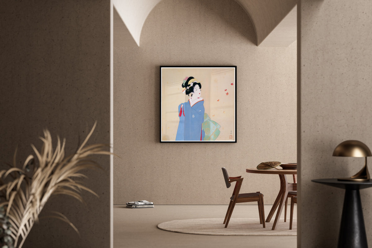 Deep Autumn by Uemura Shōen — shown framed on a wall
