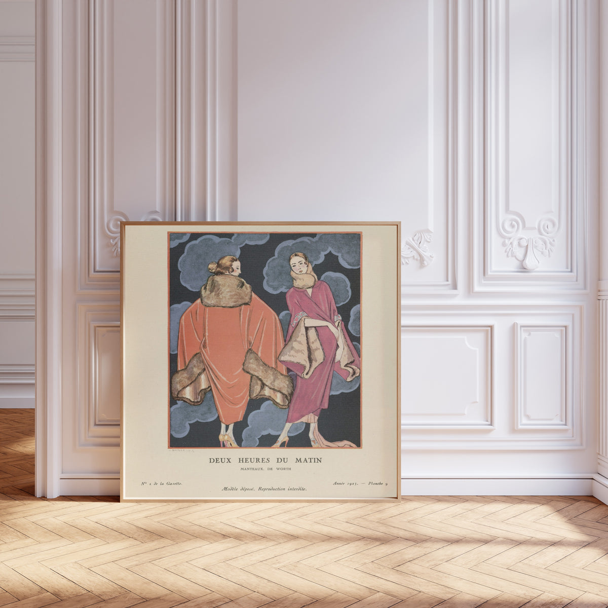 George Barbier — Deux heures du matin, manteaux de Worth | Art Deco Fashion Print