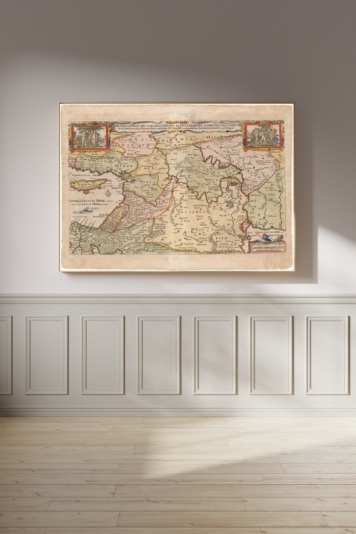 Nicolaes Visscher — Die Gelegenheit des Paradeis und des Lands Canaan | Antique Biblical Map Print