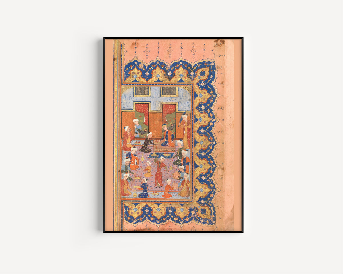 Divan of Mir 'Ali Shir Nava'i: A Scene of Conviviality at Court | Persian Miniature Art Print