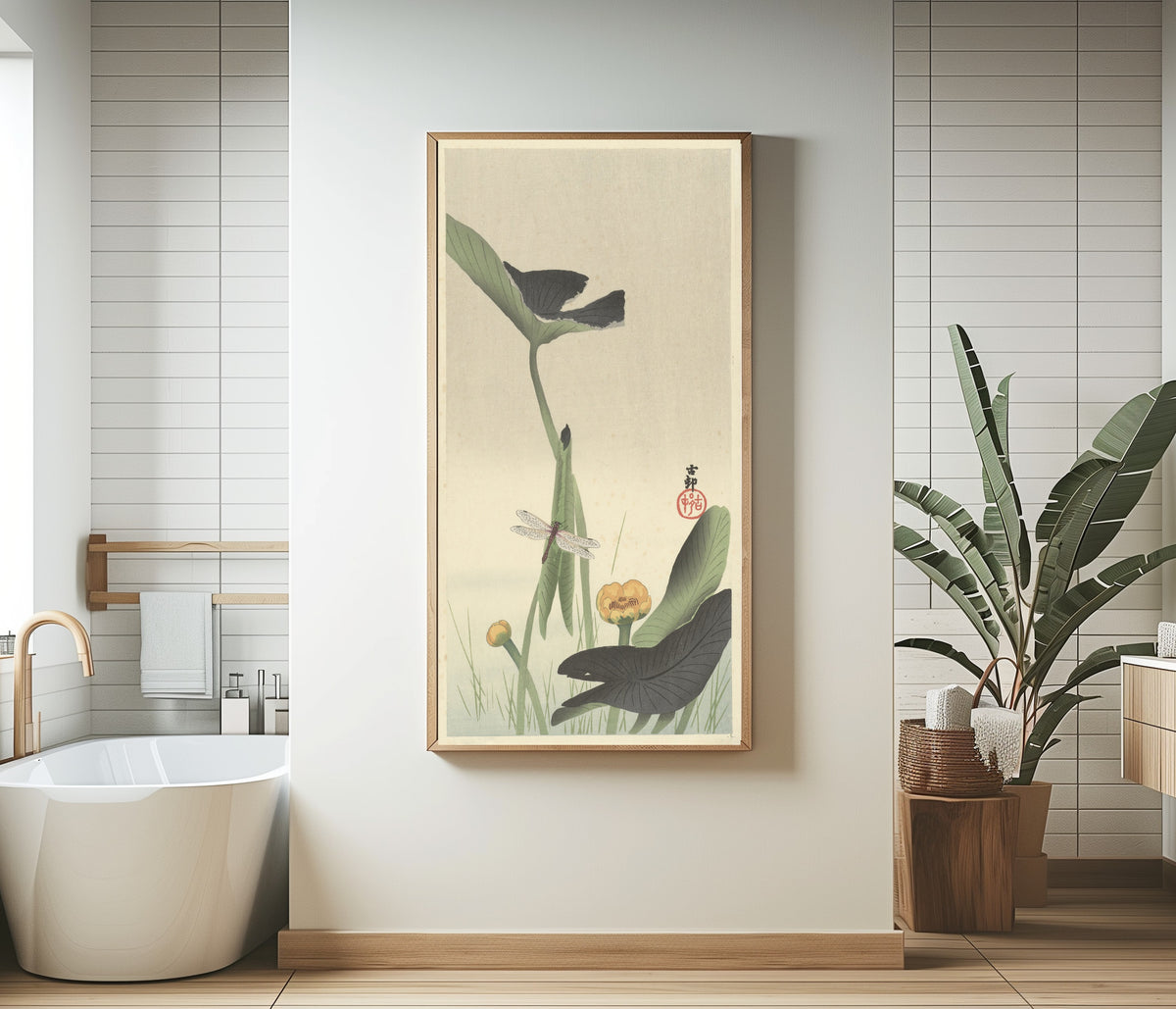 Ohara Koson — Dragonfly and Lotus | Japanese Bird & Flower Woodblock Print