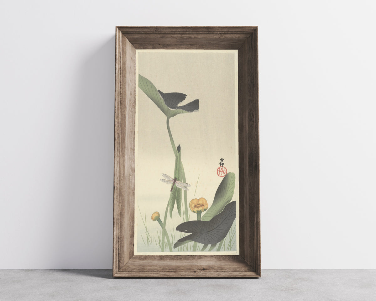 Ohara Koson — Dragonfly and Lotus | Japanese Bird & Flower Woodblock Print