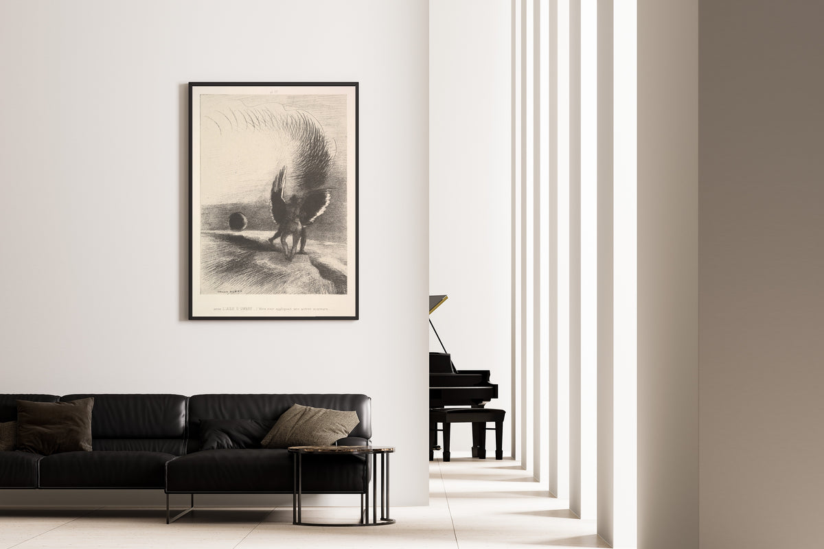 Odilon Redon — Dreams: In the Shadow of the Wing, the Black Creature Bit | Symbolist Art Print