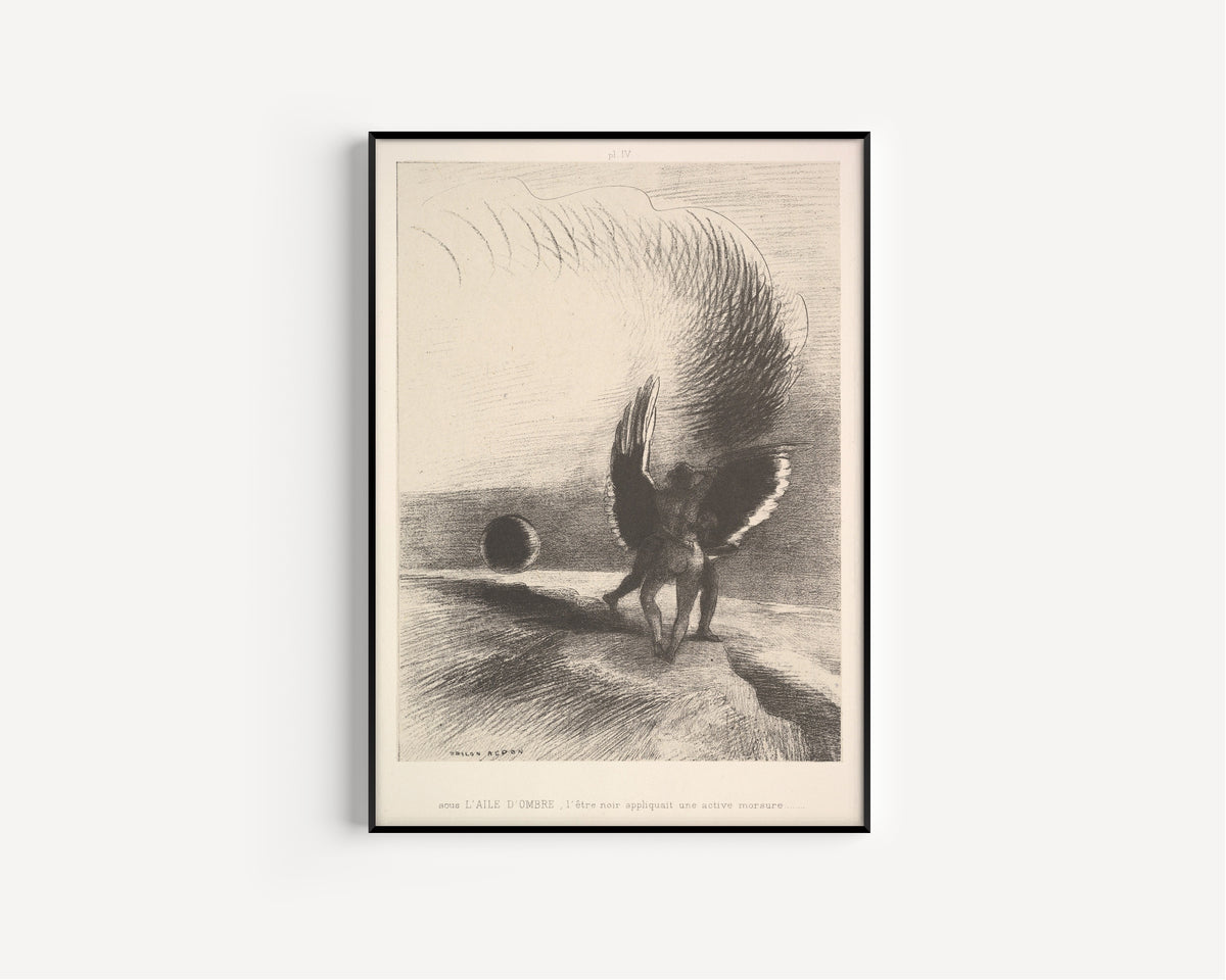Odilon Redon — Dreams: In the Shadow of the Wing, the Black Creature Bit | Symbolist Art Print