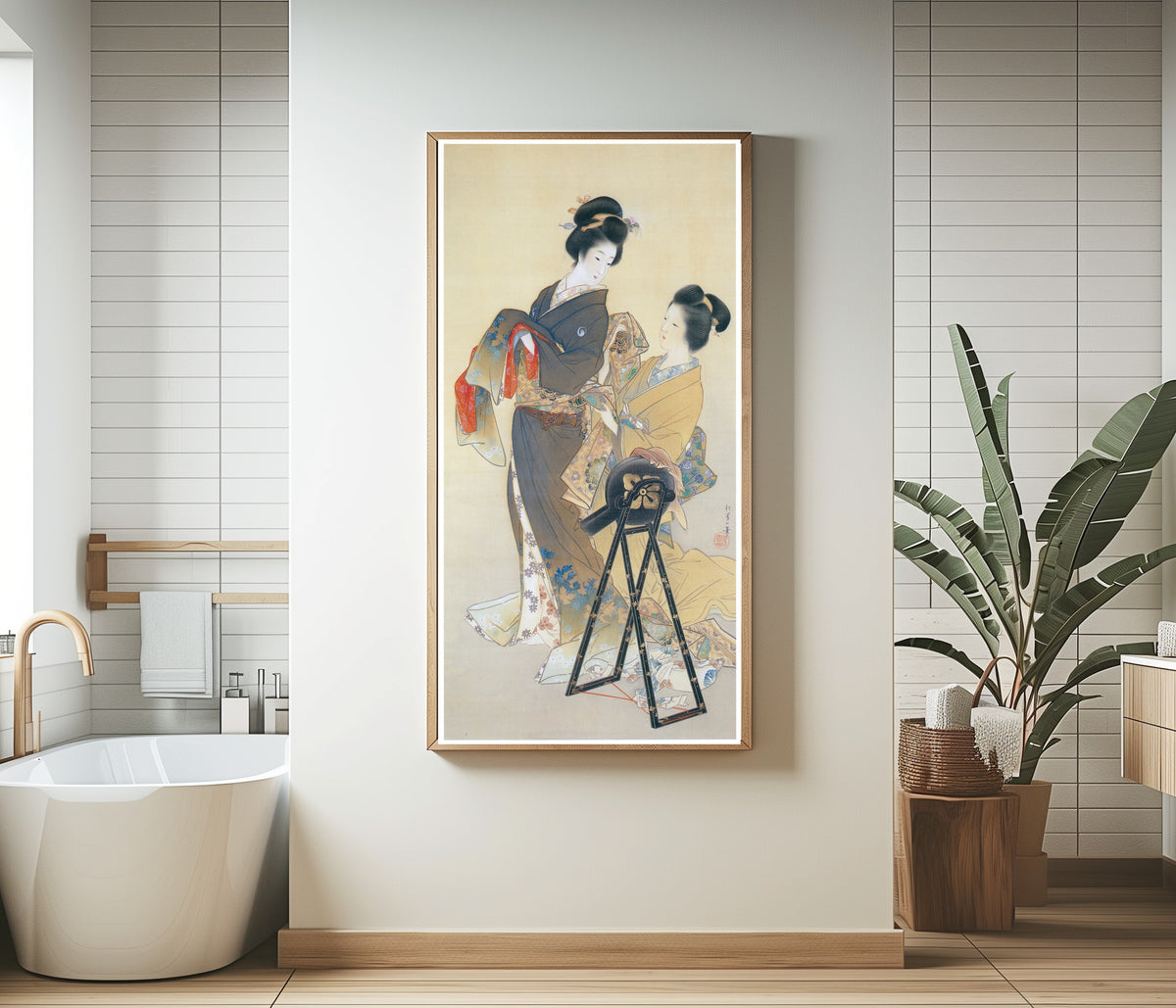 Dress (Yosooi) by Uemura Shōen — shown framed on a wall