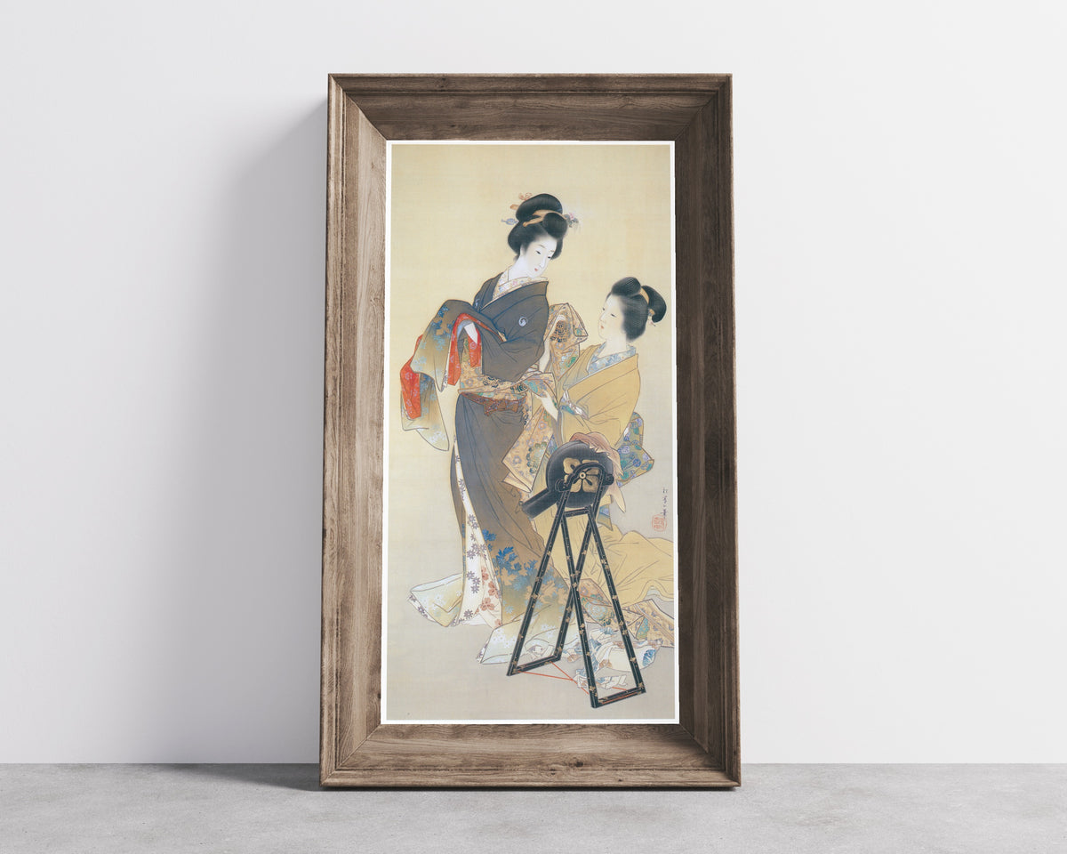 Dress (Yosooi) by Uemura Shōen — shown framed on a wall