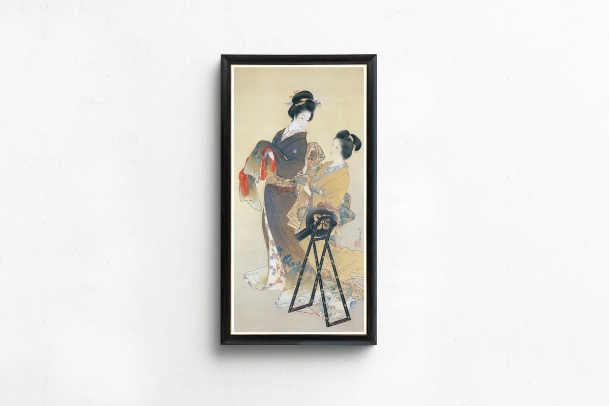 Dress (Yosooi) by Uemura Shōen — shown framed on a wall
