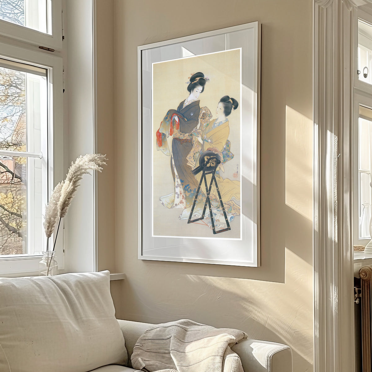 Dress (Yosooi) by Uemura Shōen — shown framed on a wall