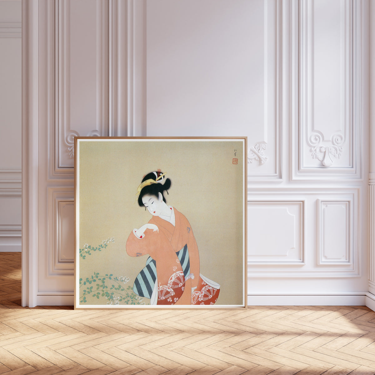 Early Autumn by Uemura Shōen — shown framed on a wall