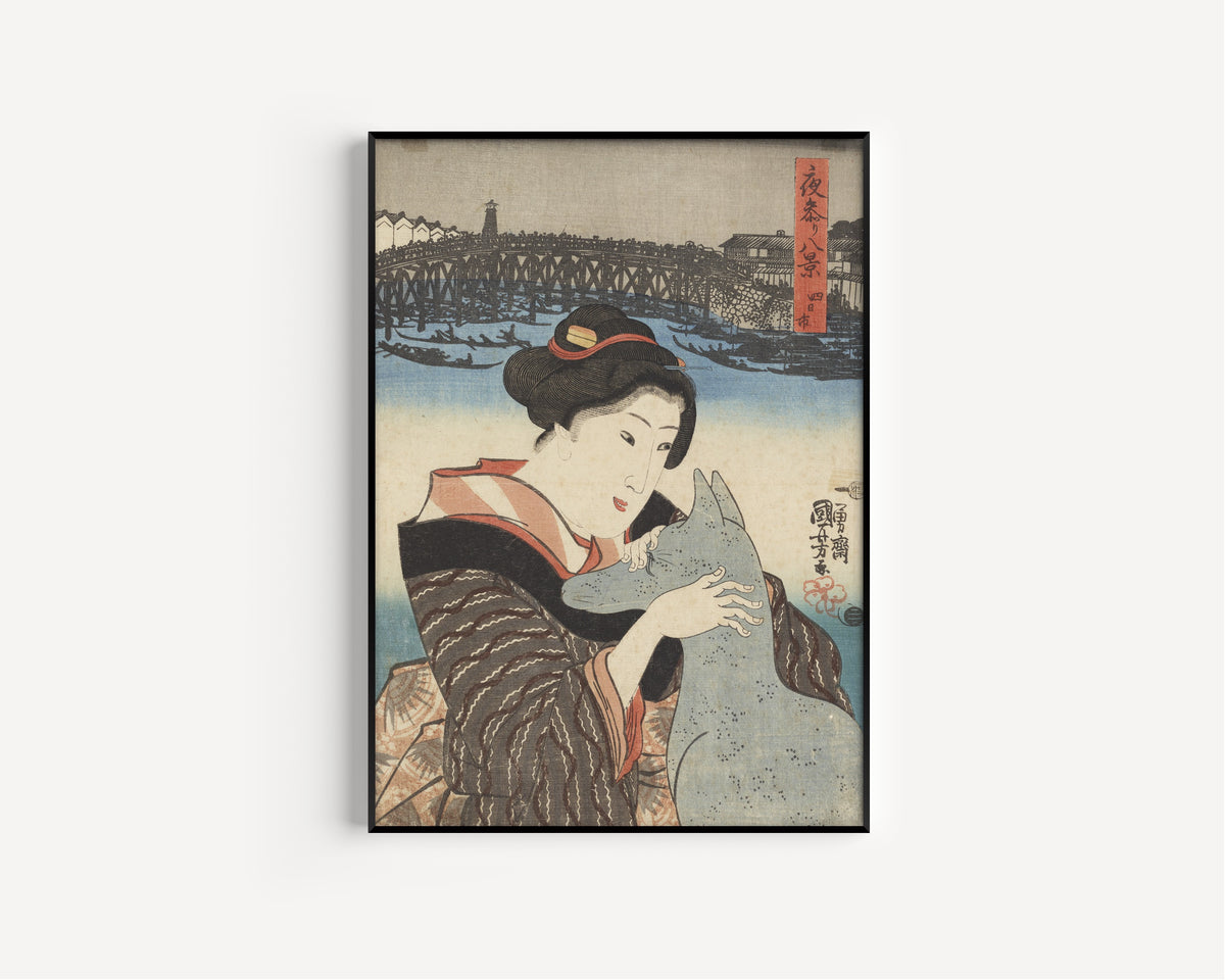 Utagawa Kuniyoshi — Eight Views of Night Visiting | Japanese Woodblock Print (Ukiyo-e)