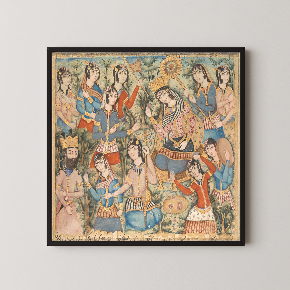 Enthroned Queen and Prince Surrounded by Musicians | Persian Miniature Art Print