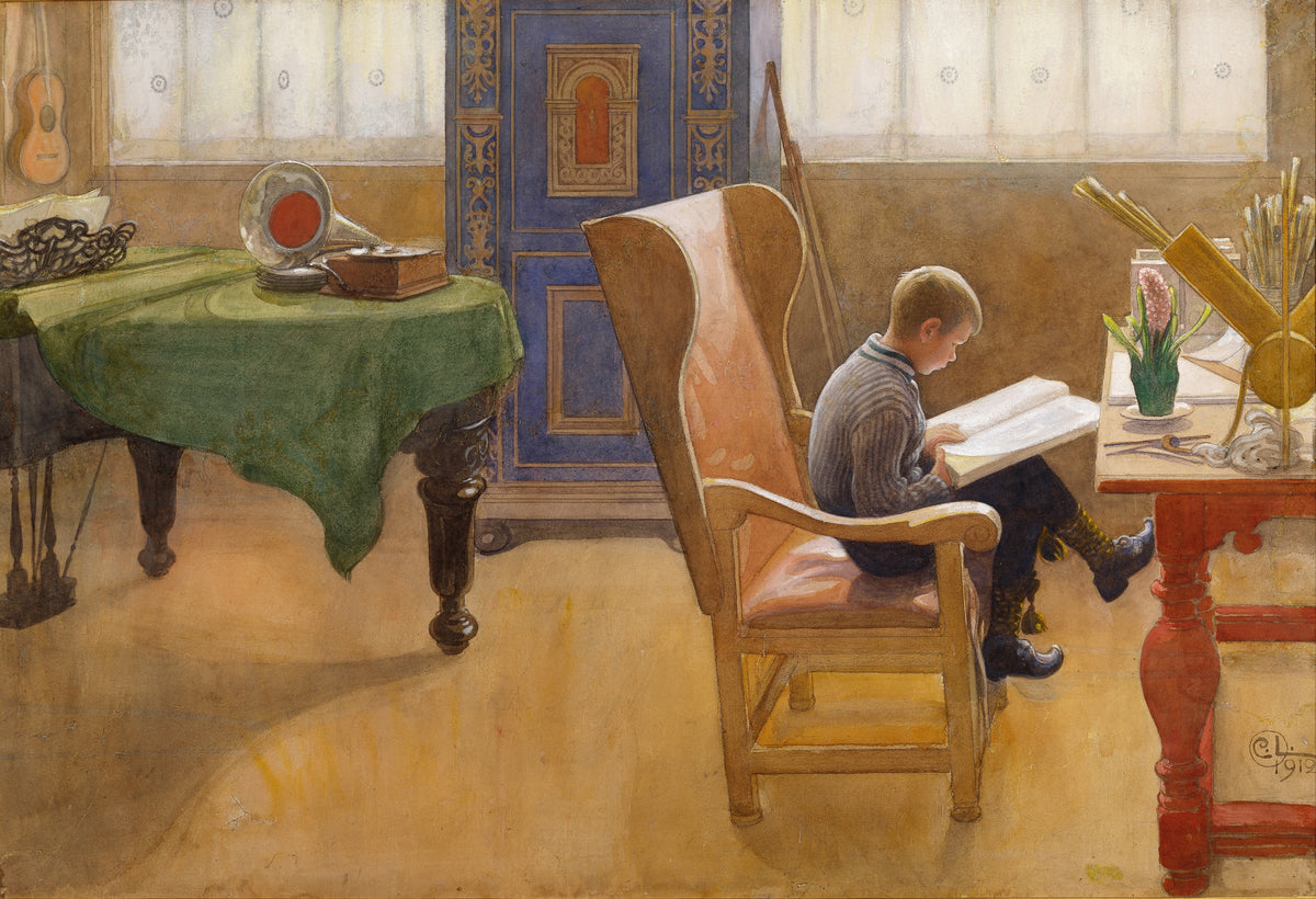 Carl Larsson — Esbjörn at the Study Corner | Swedish Watercolour Print