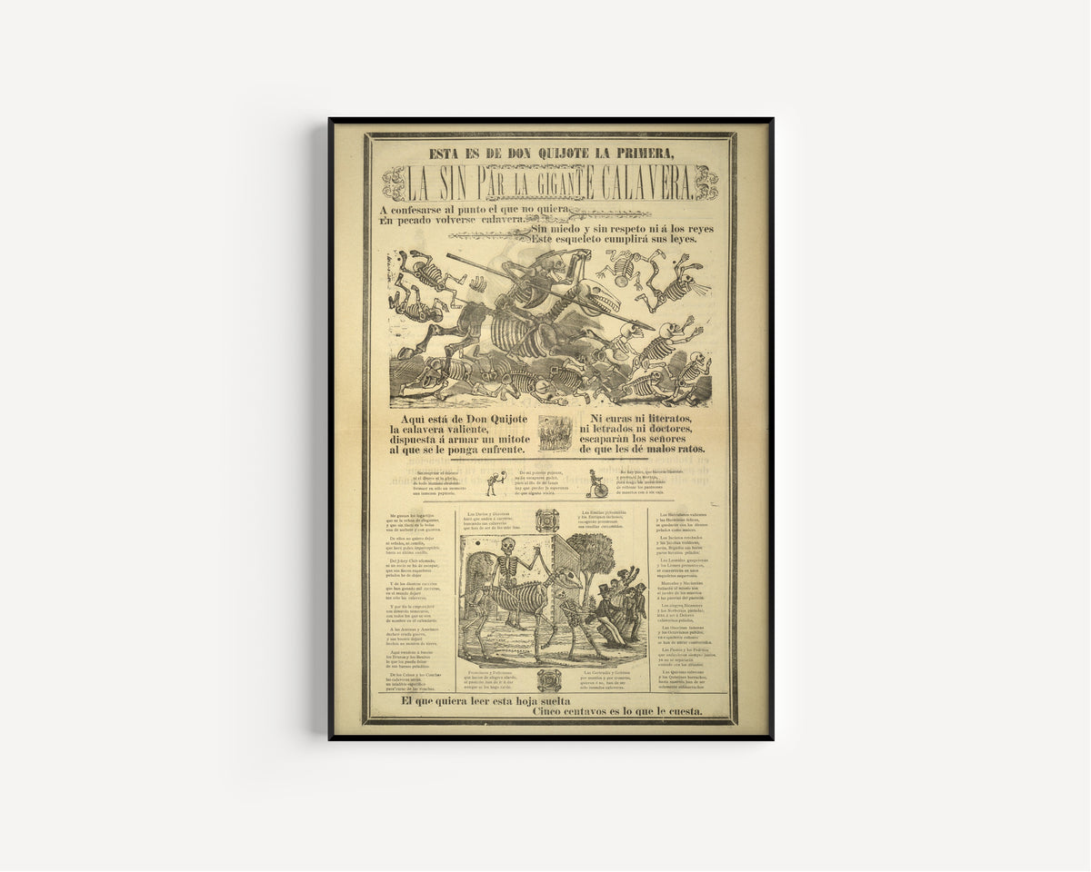 José Guadalupe Posada — Esta es de Don Quijote la primera, la sin par la gigante calavera | Relief Print