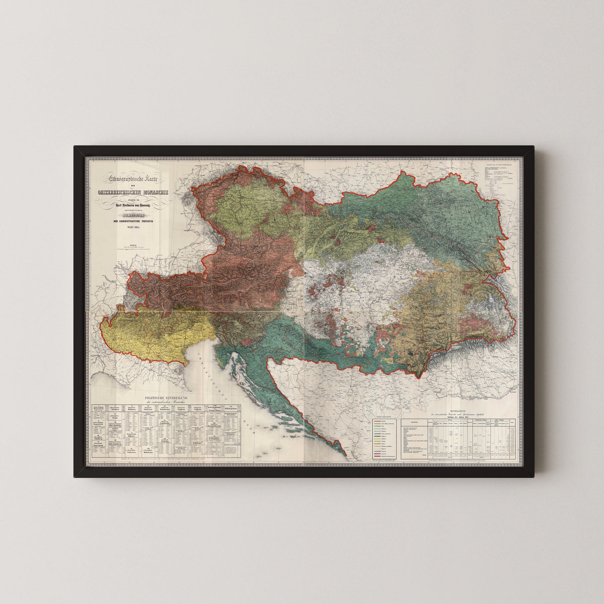 Karl von Czoernig — Ethnographic Map of the Austrian Monarchy | Antique Ethnographic Map Print
