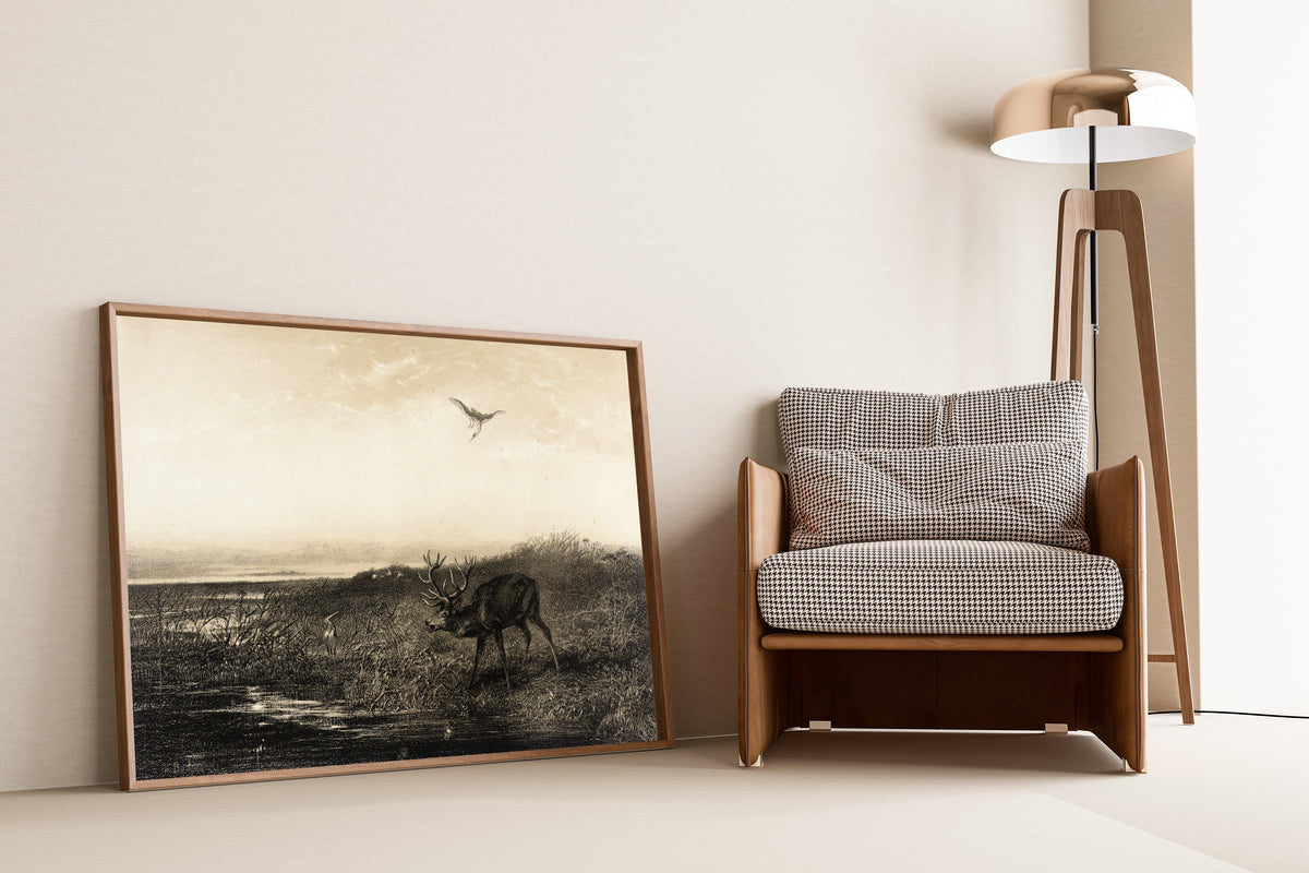 Karl Bodmer — Evening: Stag and Herons | Fine Art Print