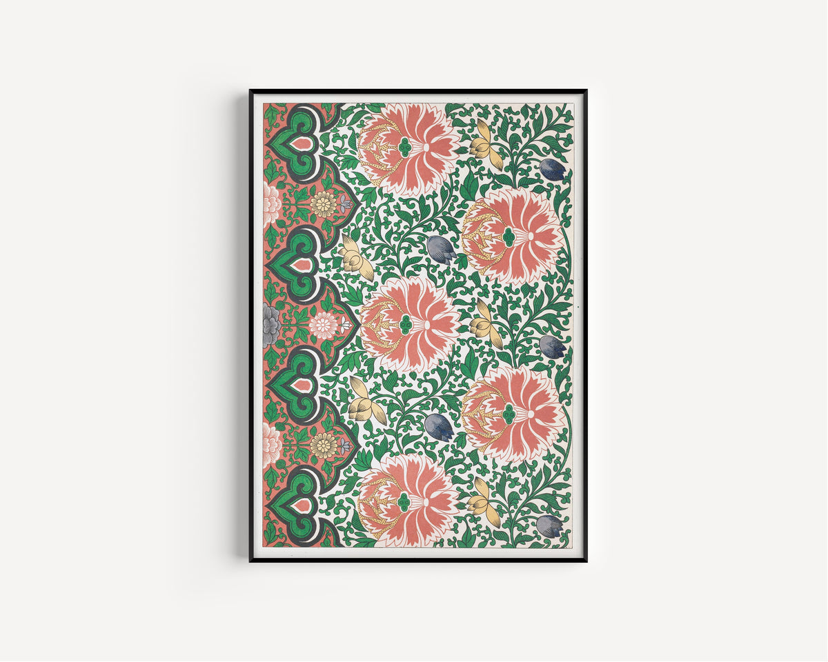 Owen Jones — Chinese Ornament: Coral Peonies on a White Ground | Ornament Plate Print