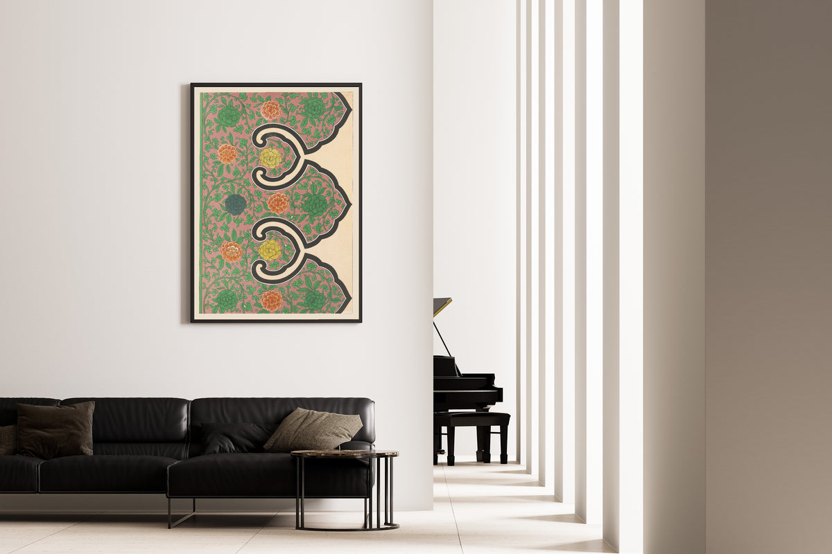 Owen Jones — Chinese Ornament: Orange Rosettes on a Rose Ground | Ornament Plate Print