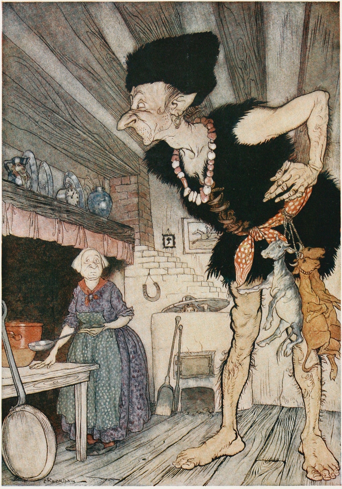 Arthur Rackham — Fee-Fi-Fo-Fum, I Smell the Blood of an Englishman | Fairy Tale Illustration Print