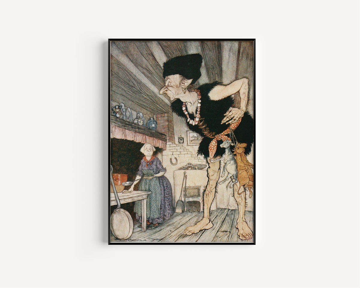 Arthur Rackham — Fee-Fi-Fo-Fum, I Smell the Blood of an Englishman | Fairy Tale Illustration Print