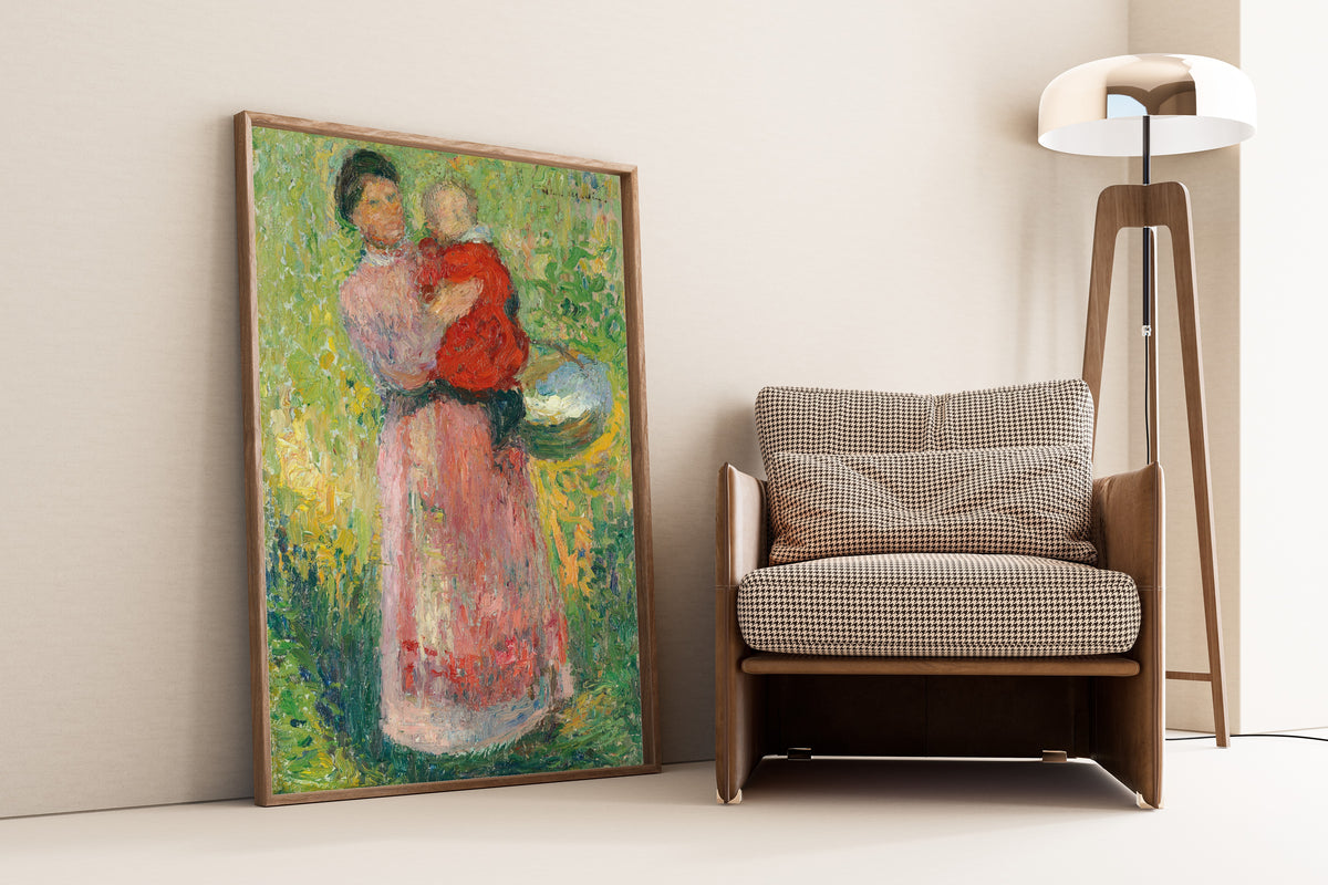Henri Martin — Femme portant dans ses bras un enfant en rouge | Pointillist Portrait Print