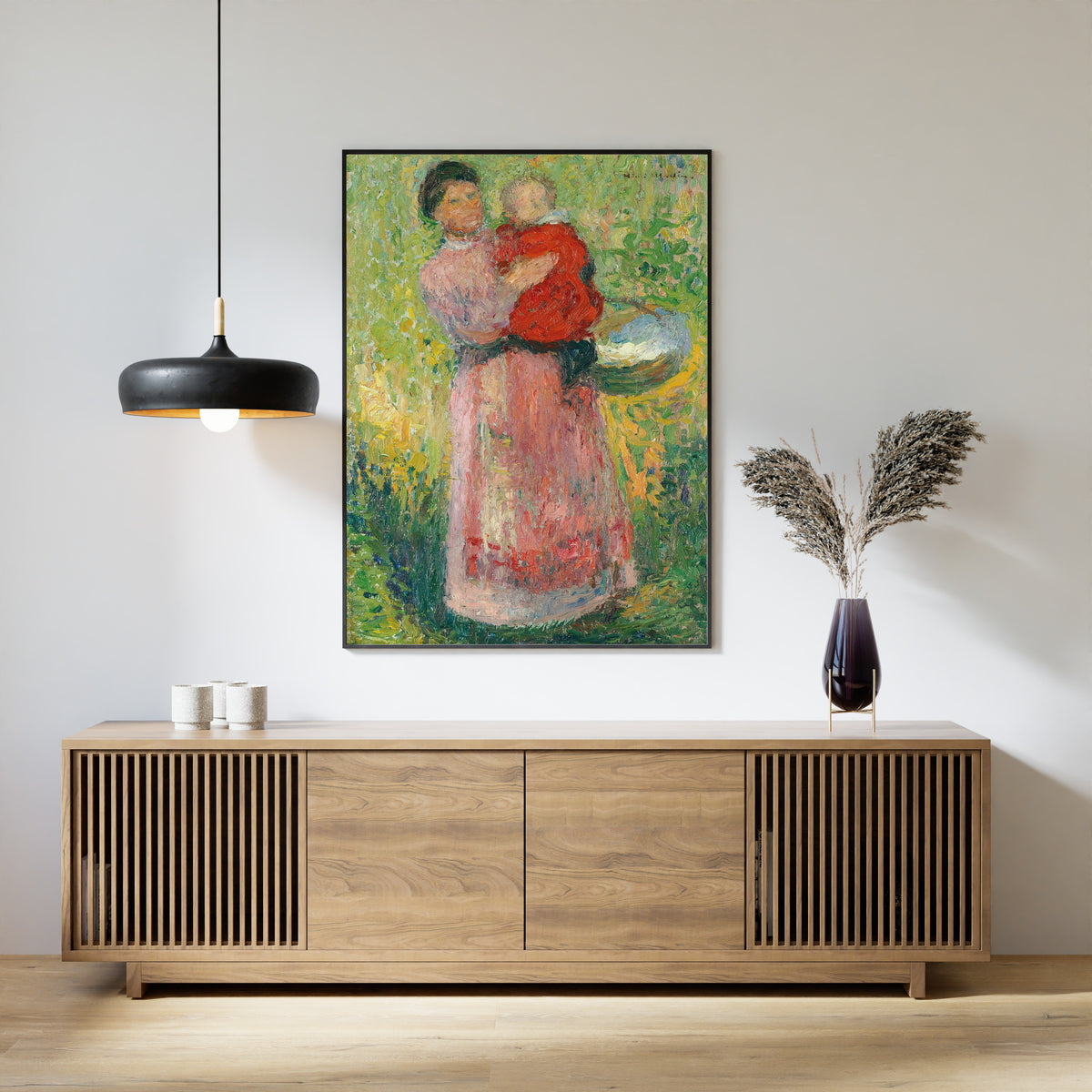 Henri Martin — Femme portant dans ses bras un enfant en rouge | Pointillist Portrait Print