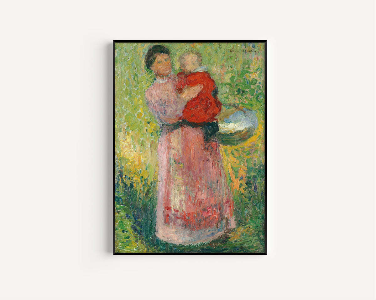 Henri Martin — Femme portant dans ses bras un enfant en rouge | Pointillist Portrait Print