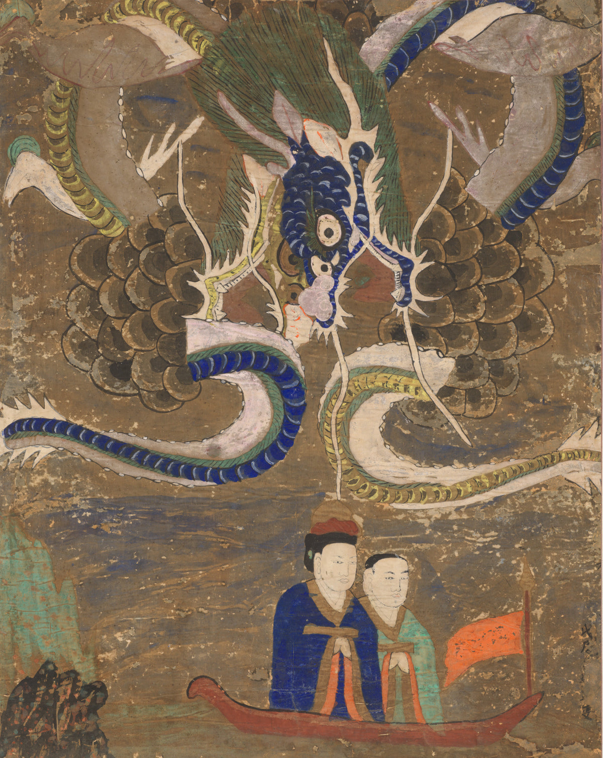Korean painter (unidentified) — Figures with Dragons | Korean Painting Art Print