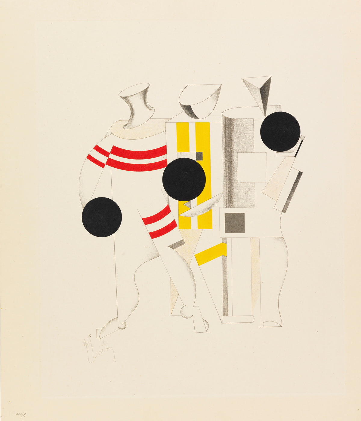 El Lissitzky — Figurines: The Sportsmen (Sportsmänner) | Constructivist Lithograph Print