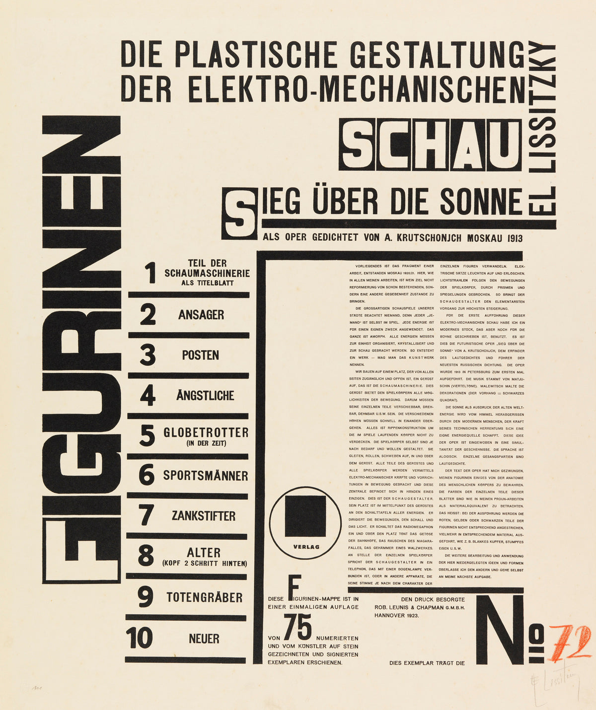 El Lissitzky — Figurines: Victory over the Sun (Title Page) | Constructivist Lithograph Print