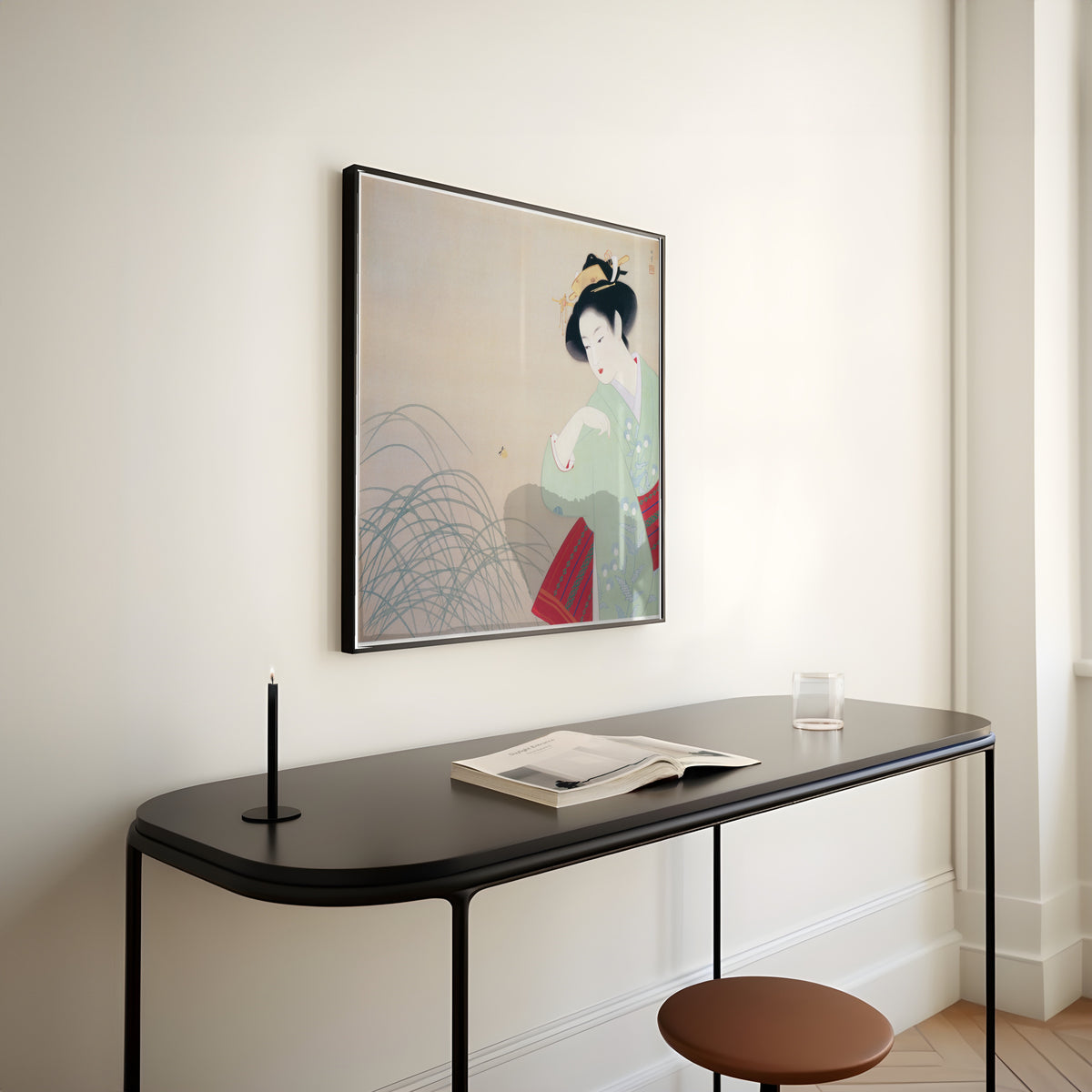 Firefly by Uemura Shōen — shown framed on a wall