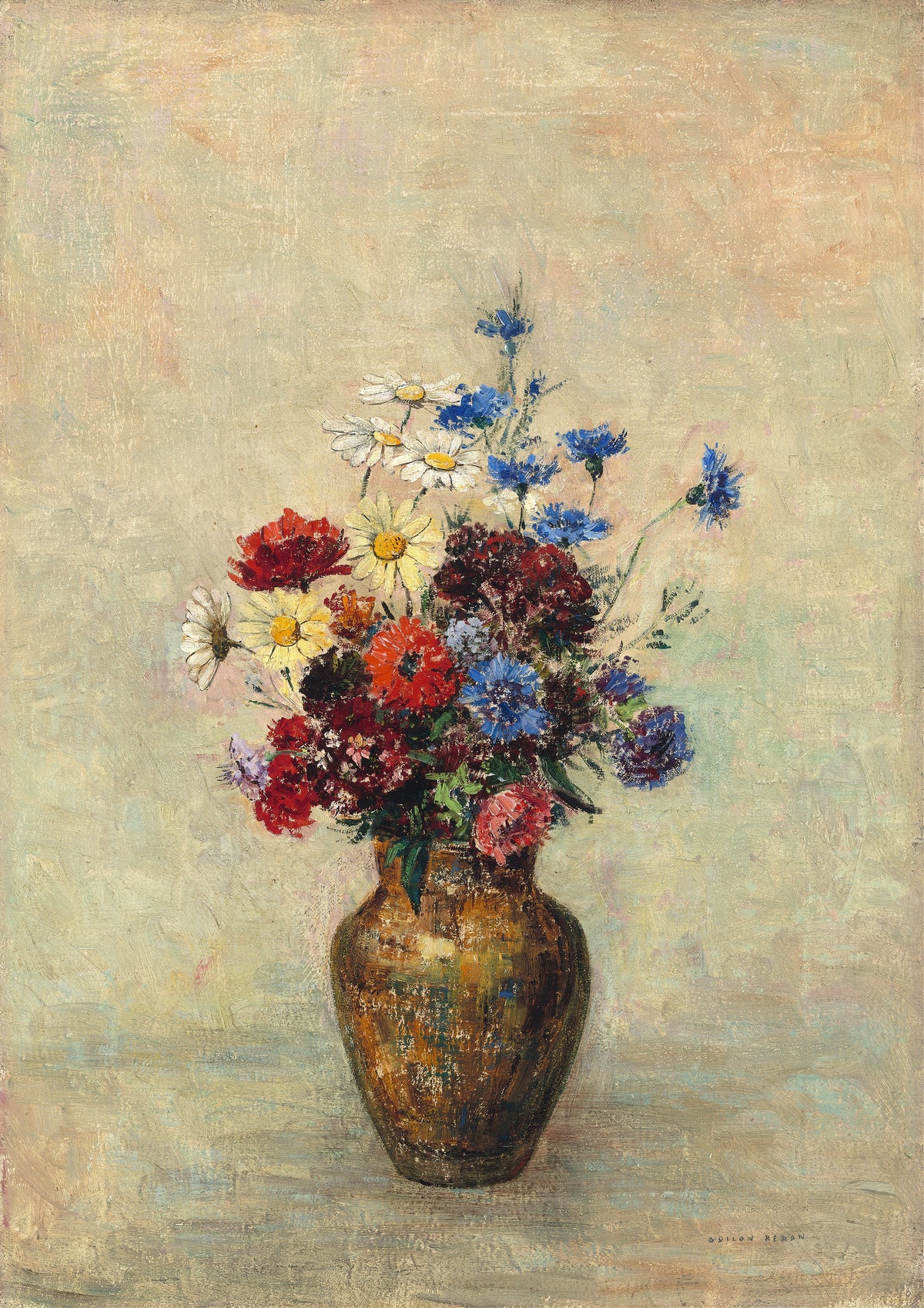 Odilon Redon — Flowers in a Vase (Cornflowers and Daisies) | Symbolist Art Print
