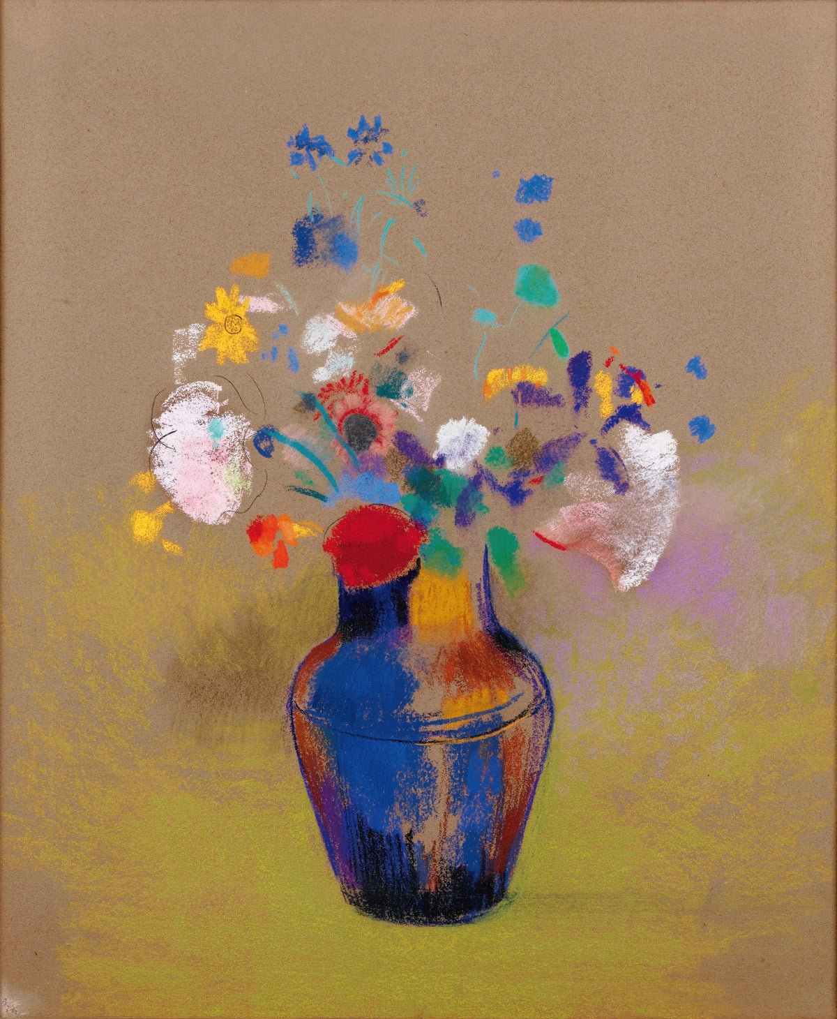 Odilon Redon — Flowers on a Grey Background | Symbolist Art Print
